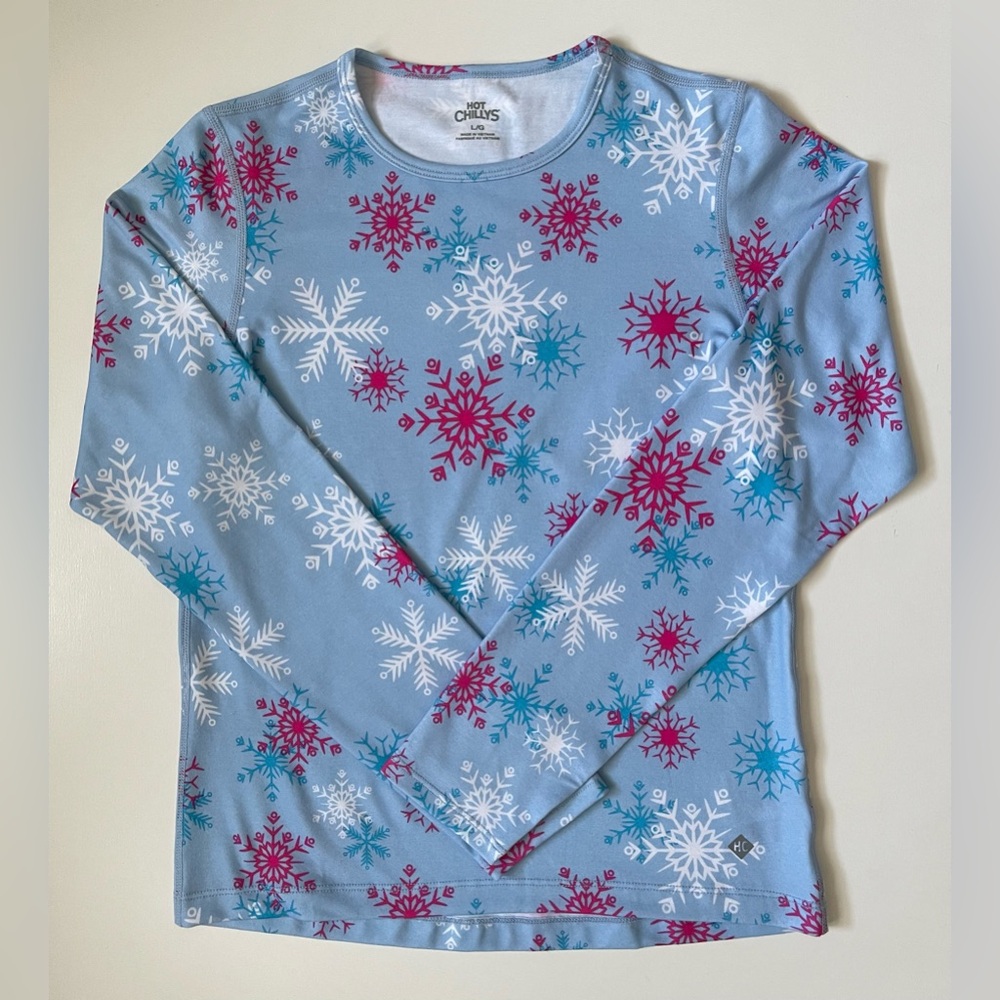 Hot Chillys Girls’ Youth Original Print Crew - Body Fit Midweight Base Layer Top